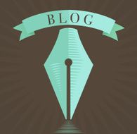 Fountain pen icon blog symbol in engraved style