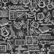 School education chalkboard seamless pattern