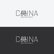 Vector alphabet china design concept with flat sign icon