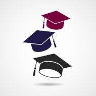 Graduation hat vector symbols set