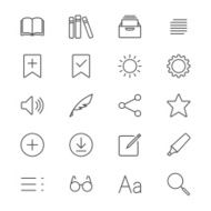 E-book reader thin icons