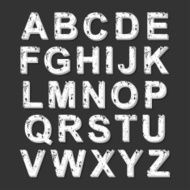 3D alphabet grunge font style