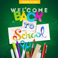 Back to school - vector illustration with stationery N2
