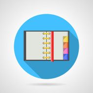 Opened ring notebook flat vector icon