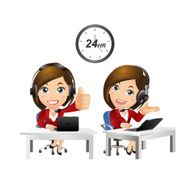 People Set - Business Woman Customer support with headphones-3