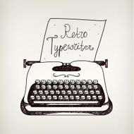 vector hand drawn doodle retro black ans white typewriter with