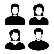 Two men and women black avatar profile picture set Vector