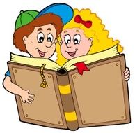 School boy and girl reading book N2