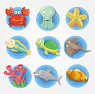 cartoon Aquarium icon set N2