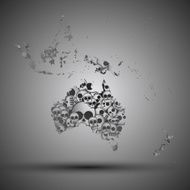 Australia map in the form of skulls background