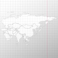 Eurasia map in a cage on white background vector
