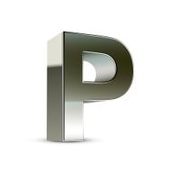 3d silver steel letter P N3