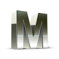 3d silver steel letter M