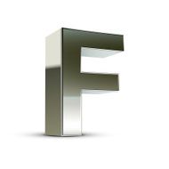 3d silver steel letter F