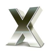 3d silver steel letter X