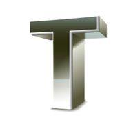 3d silver steel letter T N2