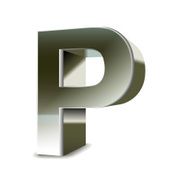 3d silver steel letter P N4