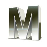 3d silver steel letter M N2