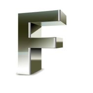 3d silver steel letter F N2