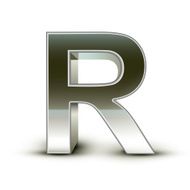 3d silver steel letter R N3