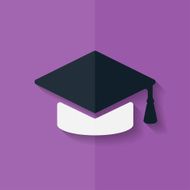 Academic cap icon Flat design