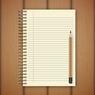 blank realistic spiral notepad notebook and pencil vector N7