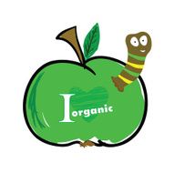 worm in the apple color vector illustration