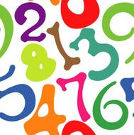 Seamless pattern of numbers isolated on white
