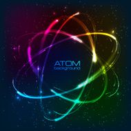 Vector shining neon lights atom model