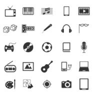 Entertainment icons on white background