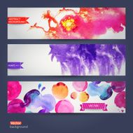 Vector abstract hand drawn set of tree watercolor background vec