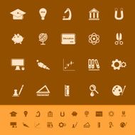 Education color icons on orange background