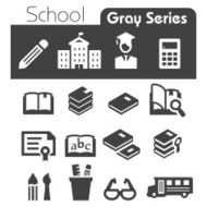 School Icons Gray Series