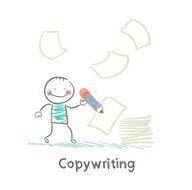 copywriter writes on paper