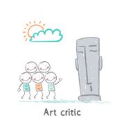 Art critic looks at the sculpture N2