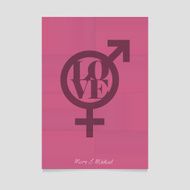 love message on folded poster template