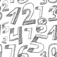 Seamless pattern Black numbers on a white background Sketch vector