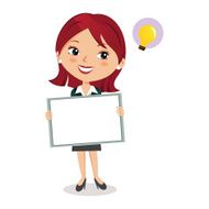 Businesswoman holding board