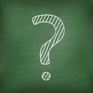 Question mark on green chalkboard