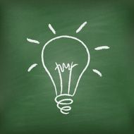 Light bulb on green chalkboard Good idea