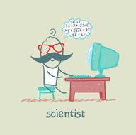 scientist sitting at the computer