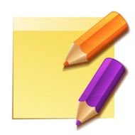 Realistic Yellow Stick Note And Two Color Pencils N2