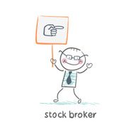 Stock broker holding a sign with his hand N12