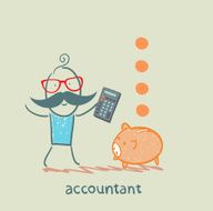 accountant with a calculator counting money