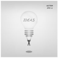 light bulb parachute with businessman