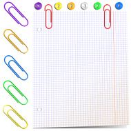 Sheet of paper with clips
