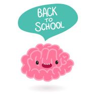 Cute cartoon brain character with bubble speech
