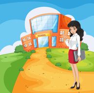 teacher going to the school