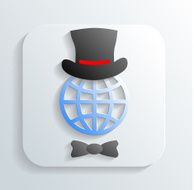 Gentleman&#039;s hat on a globe icon vector N3