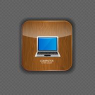 Computer wood application icons vector illustration